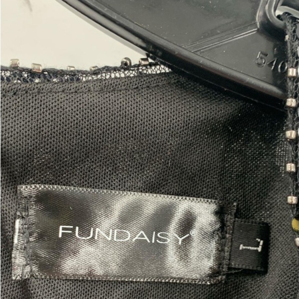 Fundaisy Womens Black Short Sleeve Sequin Fringe Cocktail Sheath Dress Large - Picture 3 of 4